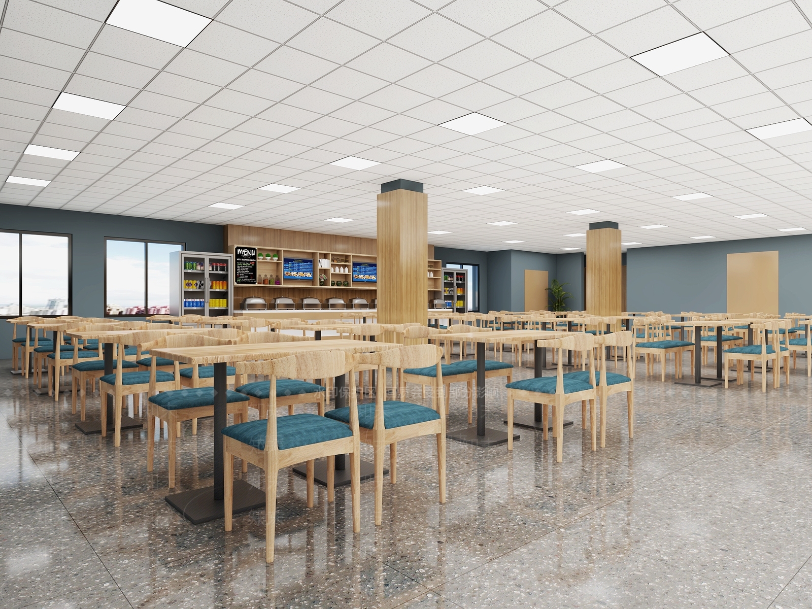 现代公共餐厅3D模型下载【ID:1134470719】