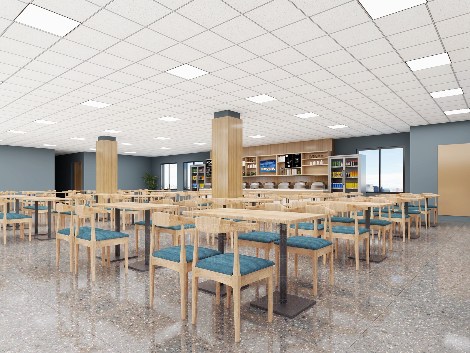 现代公共餐厅3D模型下载【ID:1134470719】