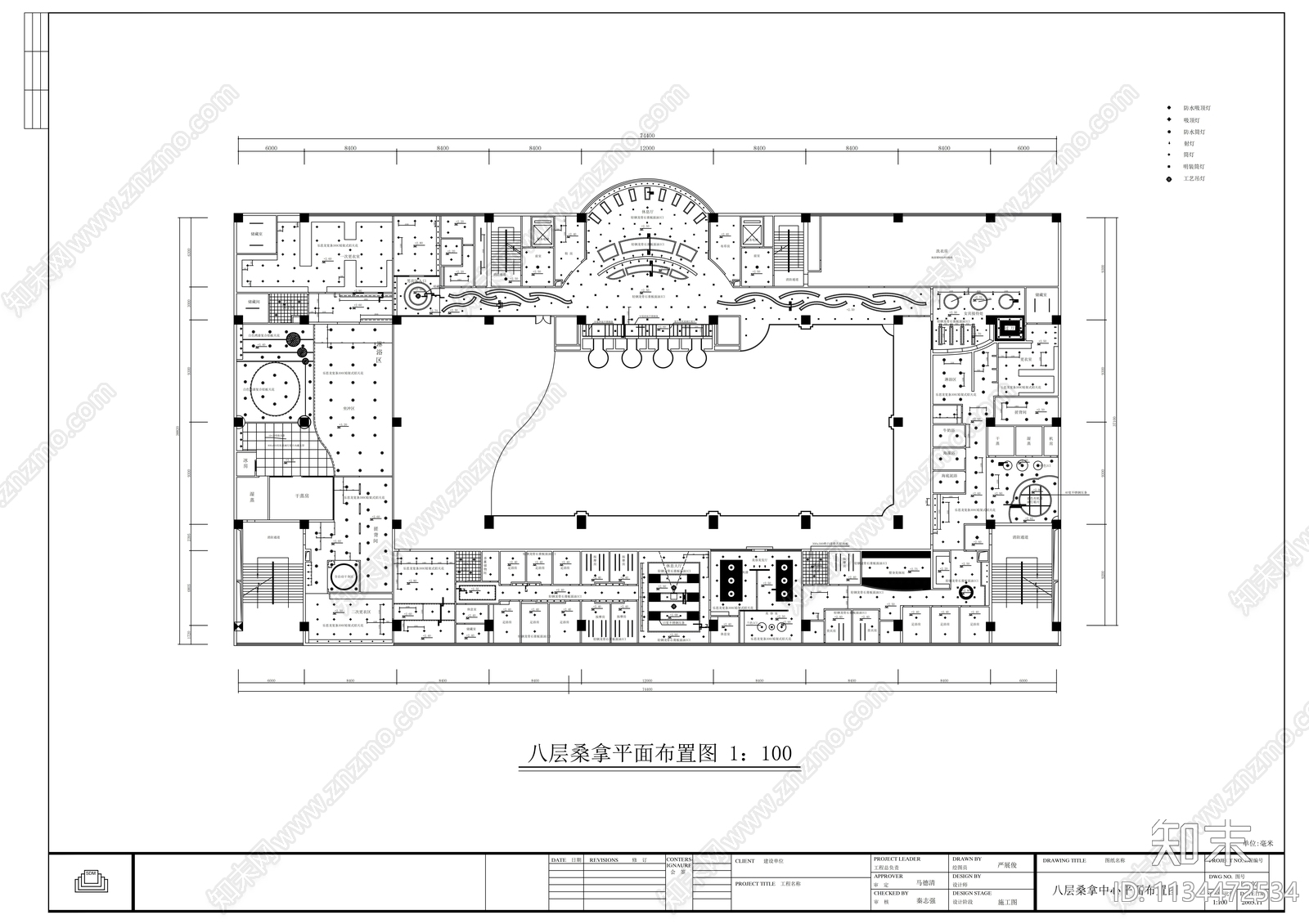 时代广场桑拿中心装修图cad施工图下载【ID:1134472534】