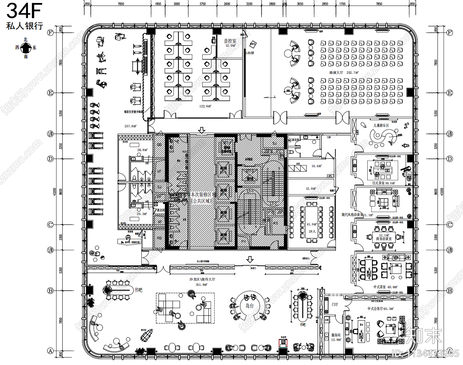 2000m²共享办公空间平面施工图下载【ID:1134473205】