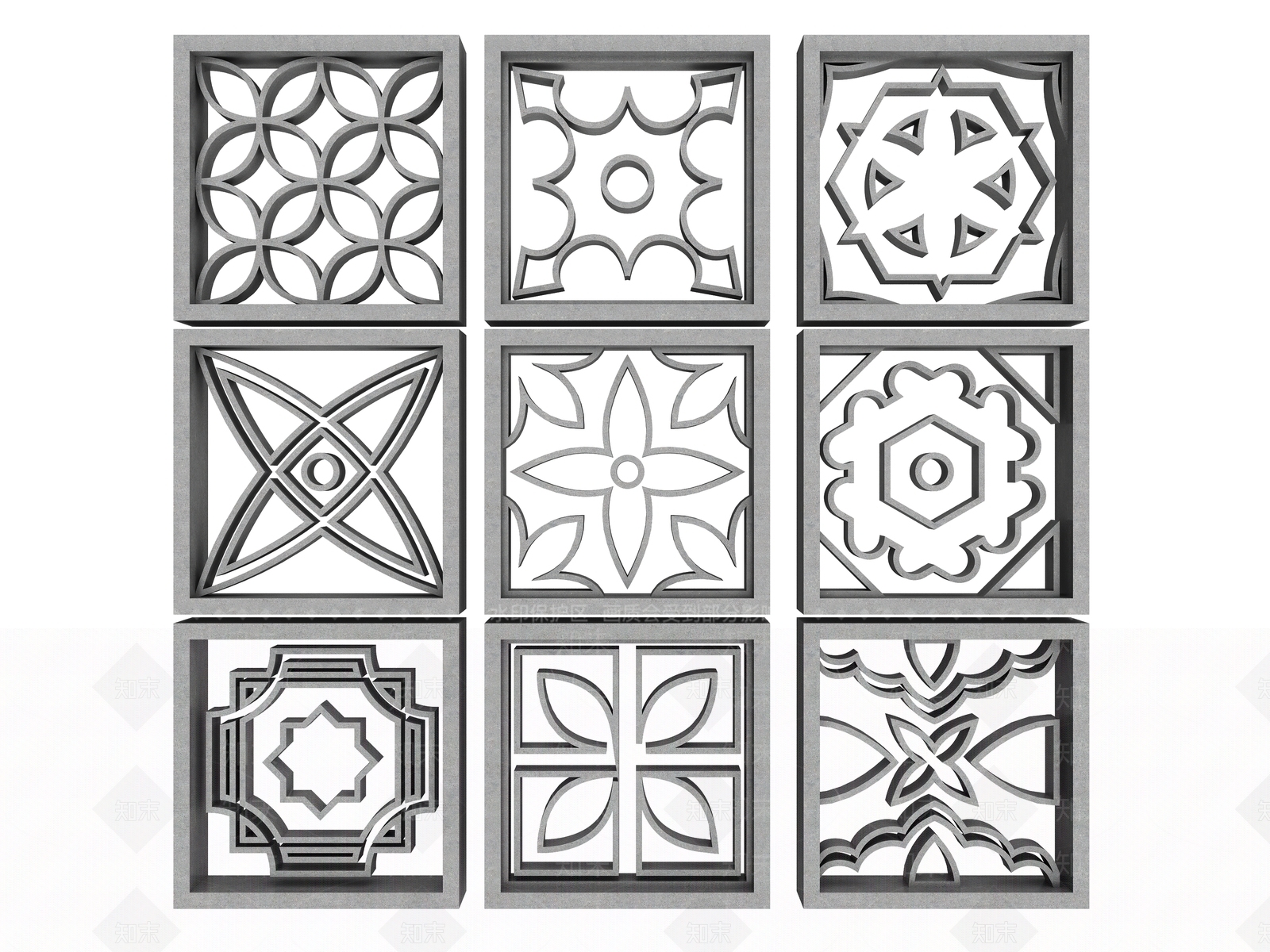 新中式雕花3D模型下载【ID:1134473456】