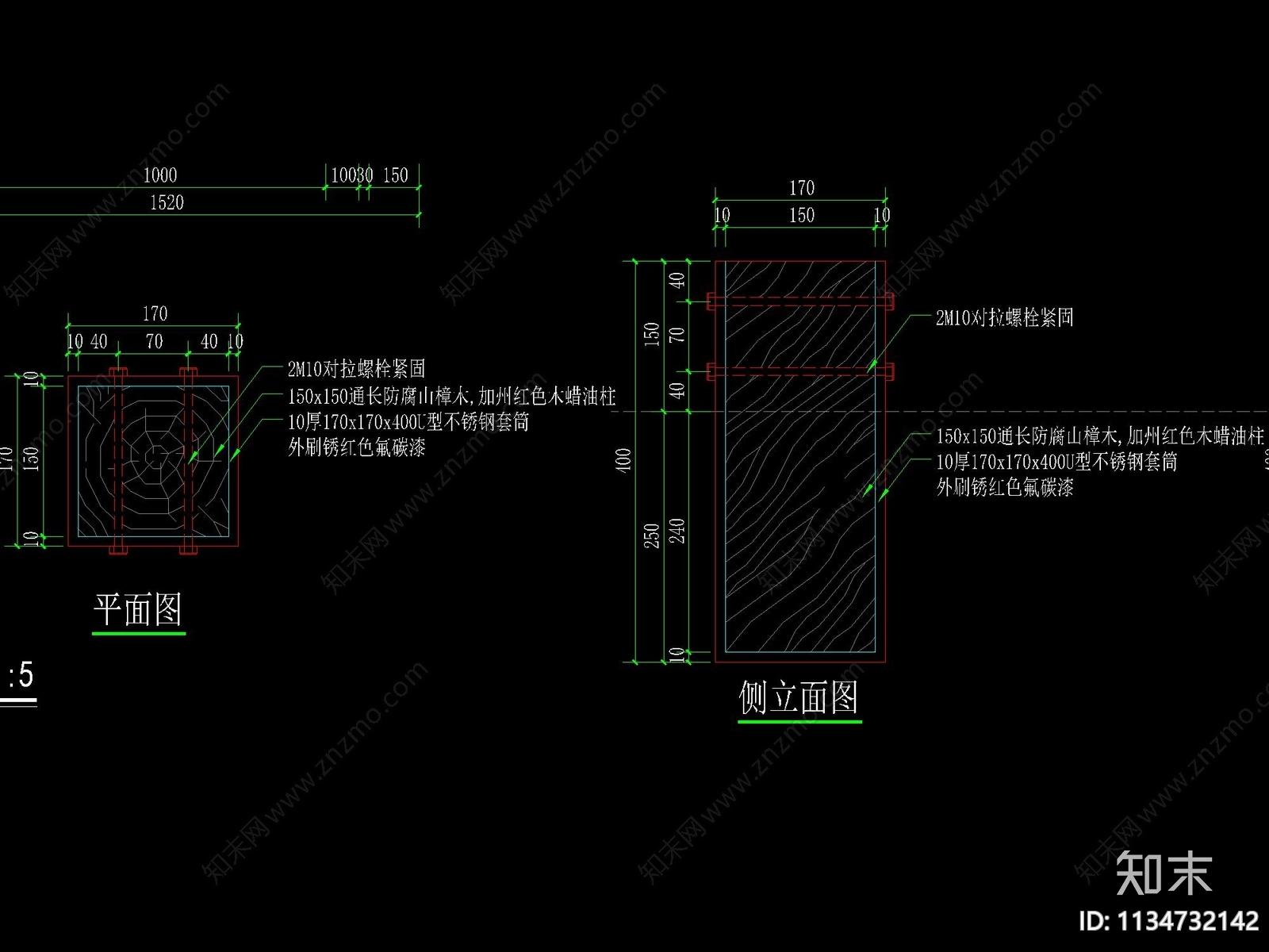 新中式人行木门详图cad施工图下载【ID:1134732142】