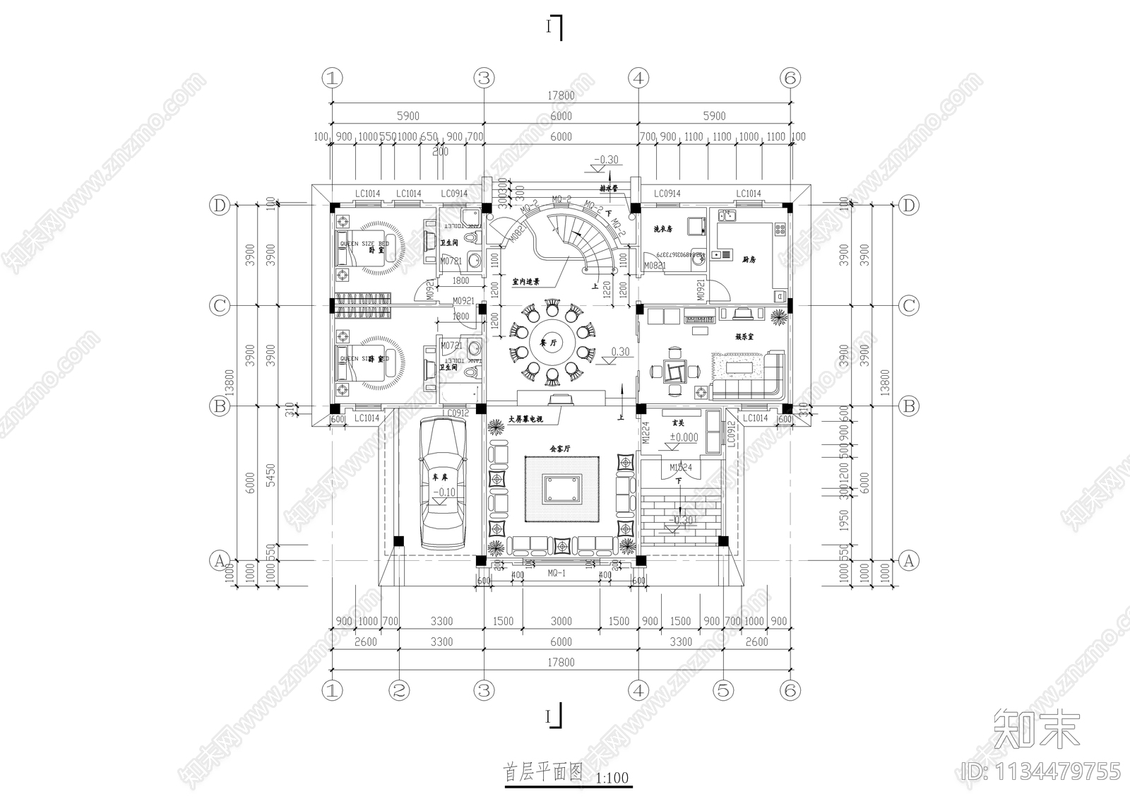 大型欧式别墅全套建筑图cad施工图下载【ID:1134479755】