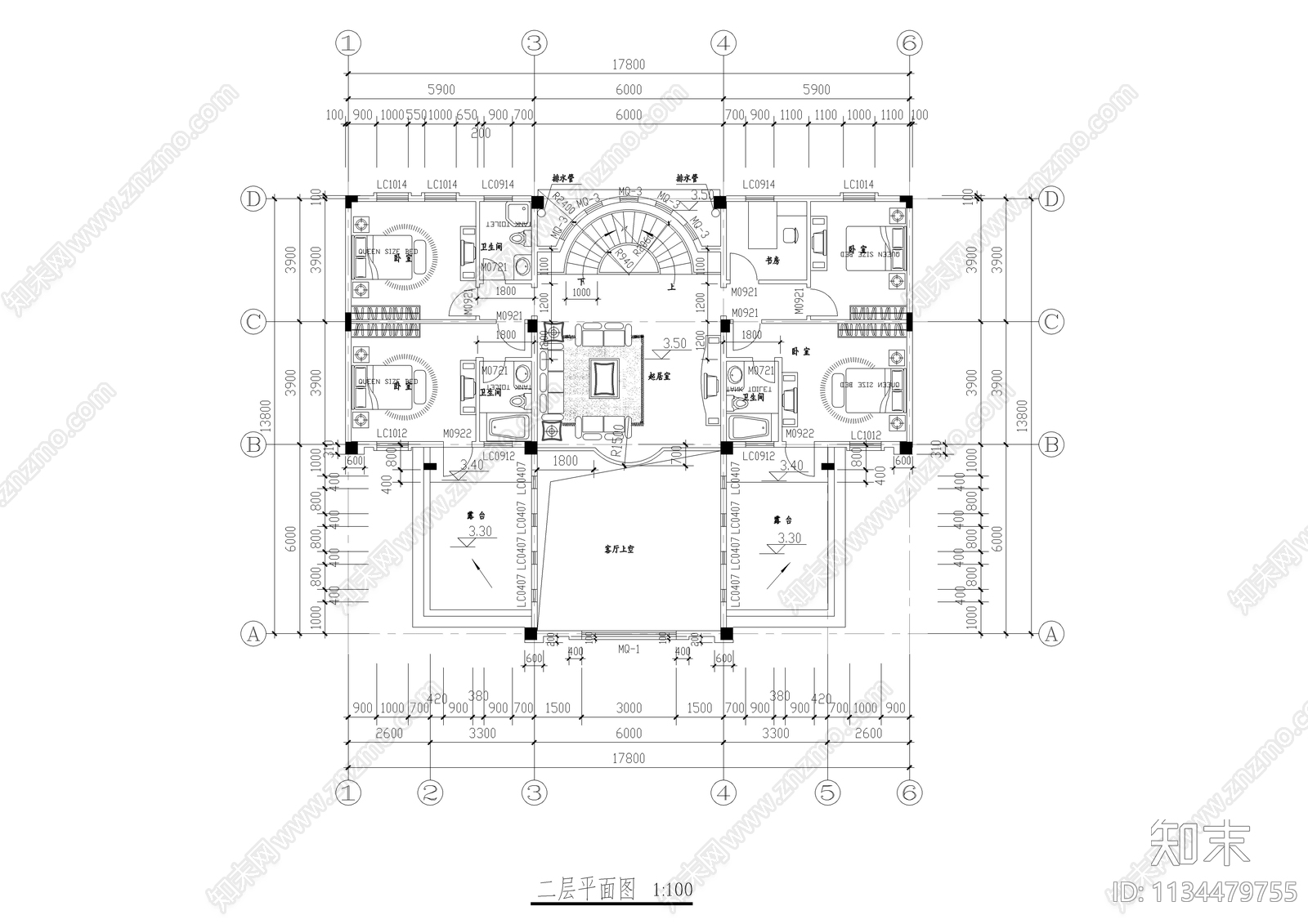 大型欧式别墅全套建筑图cad施工图下载【ID:1134479755】