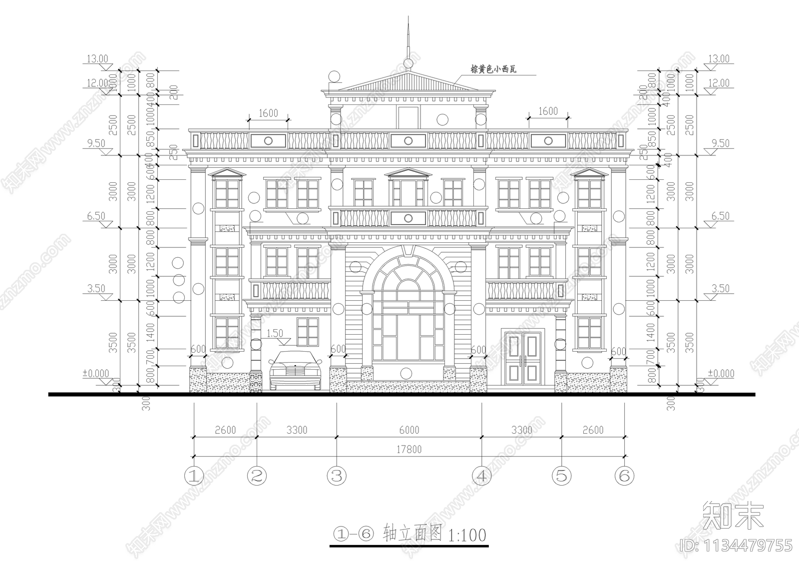 大型欧式别墅全套建筑图施工图下载【ID:1134479755】