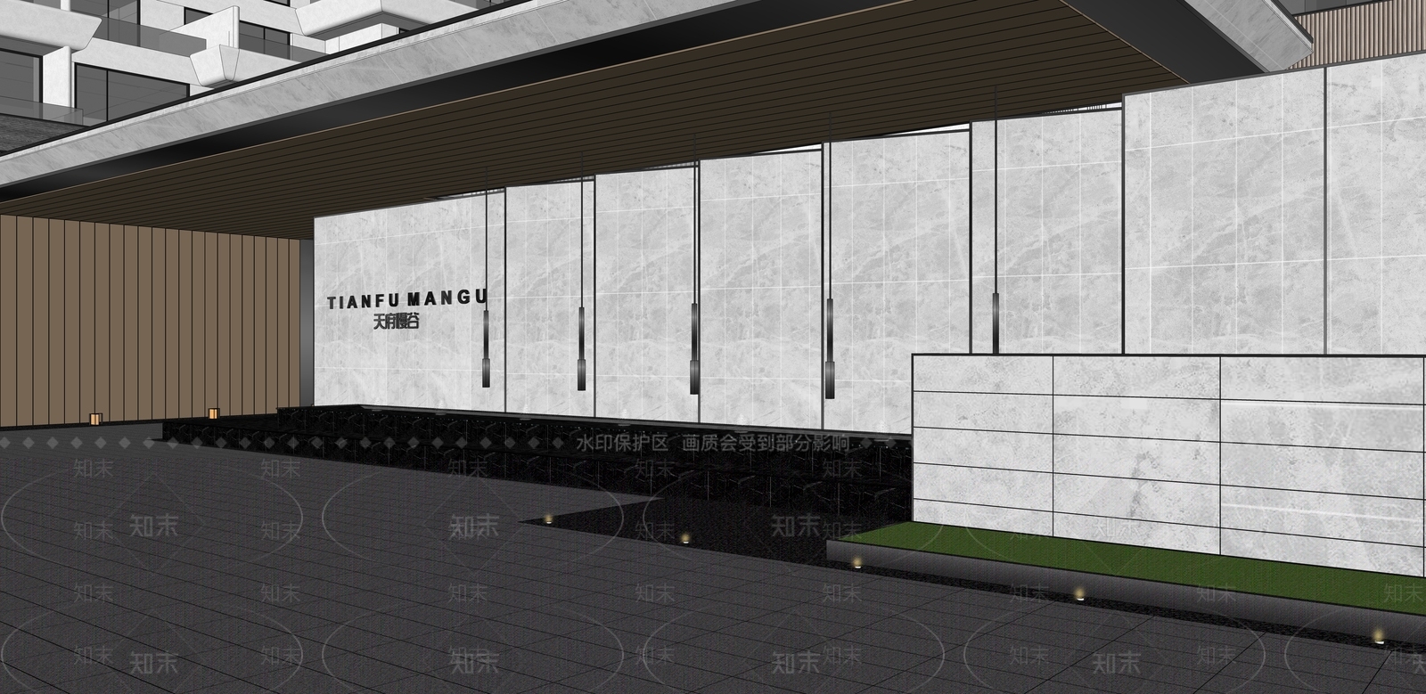 现代小区大门SU模型下载【ID:1134479793】