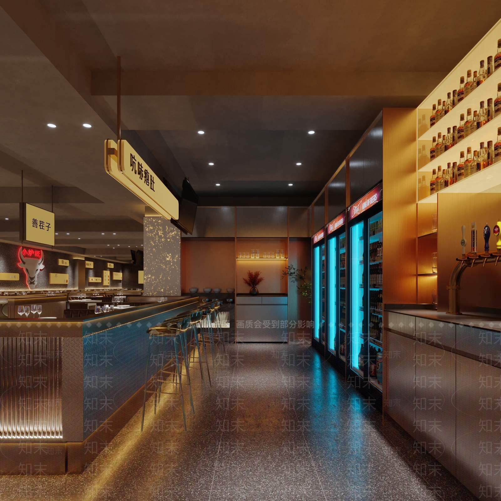 现代烤肉店3D模型下载【ID:1134480945】