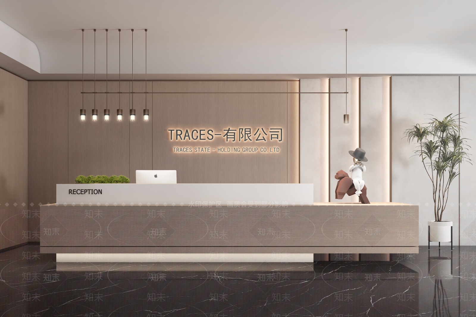 现代接待前台3D模型下载【ID:1134483708】