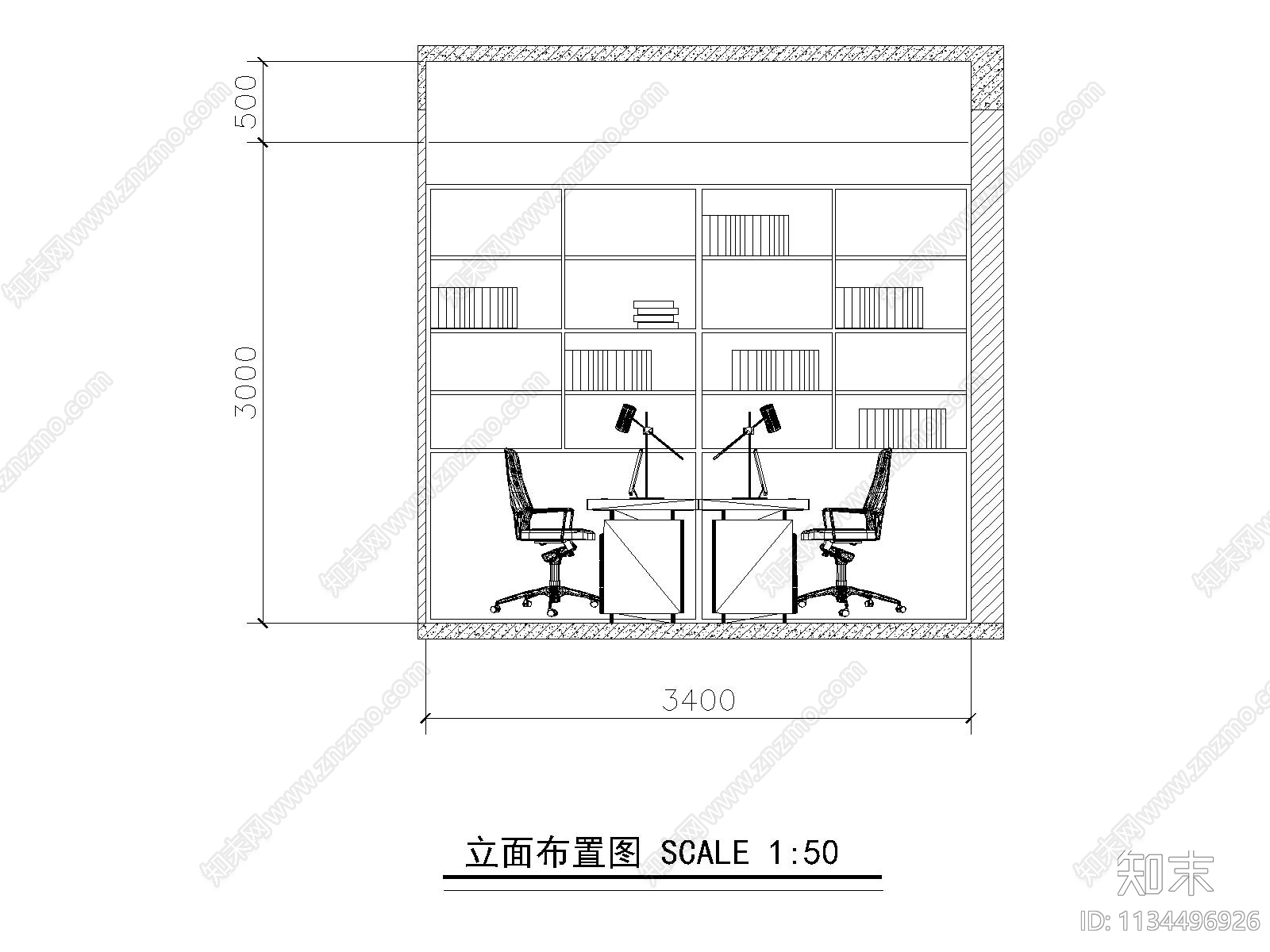 办公室效果图cad施工图下载【ID:1134496926】