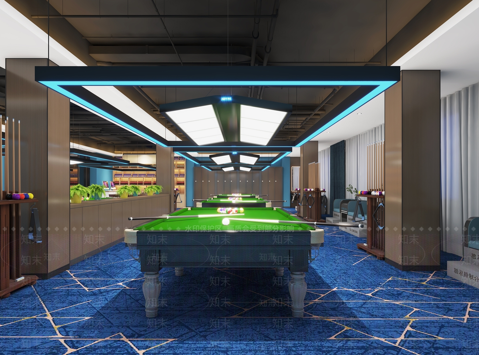 工业风台球室3D模型下载【ID:1134508616】