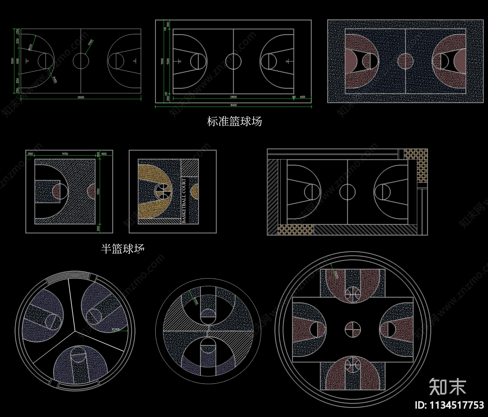 蓝球场施工图下载【ID:1134517753】