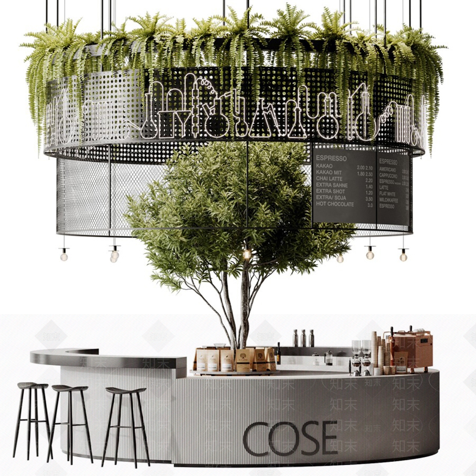 现代咖啡厅吧台SU模型下载【ID:1134607521】