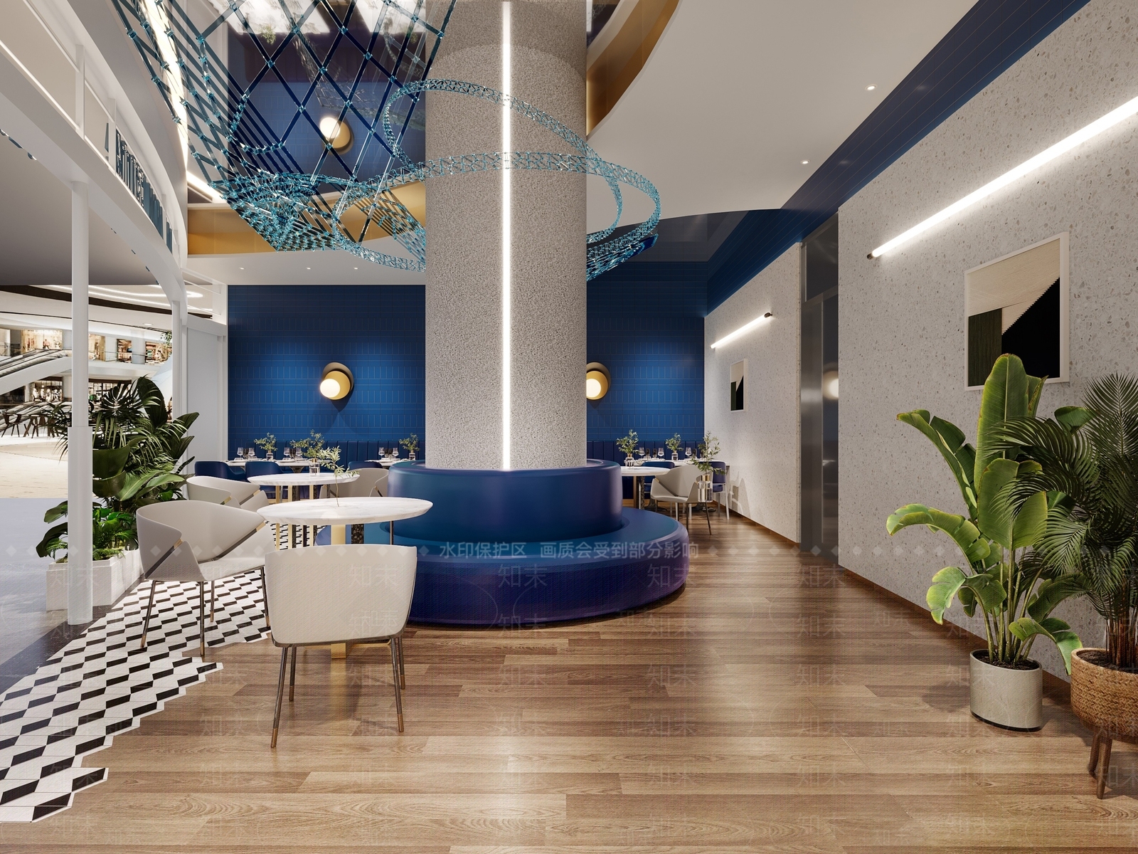 现代西餐厅SU模型下载【ID:1134527601】
