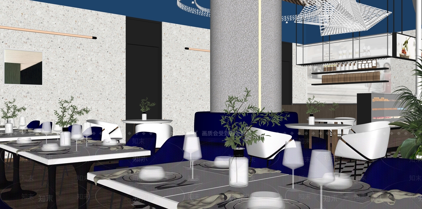 现代西餐厅SU模型下载【ID:1134527601】