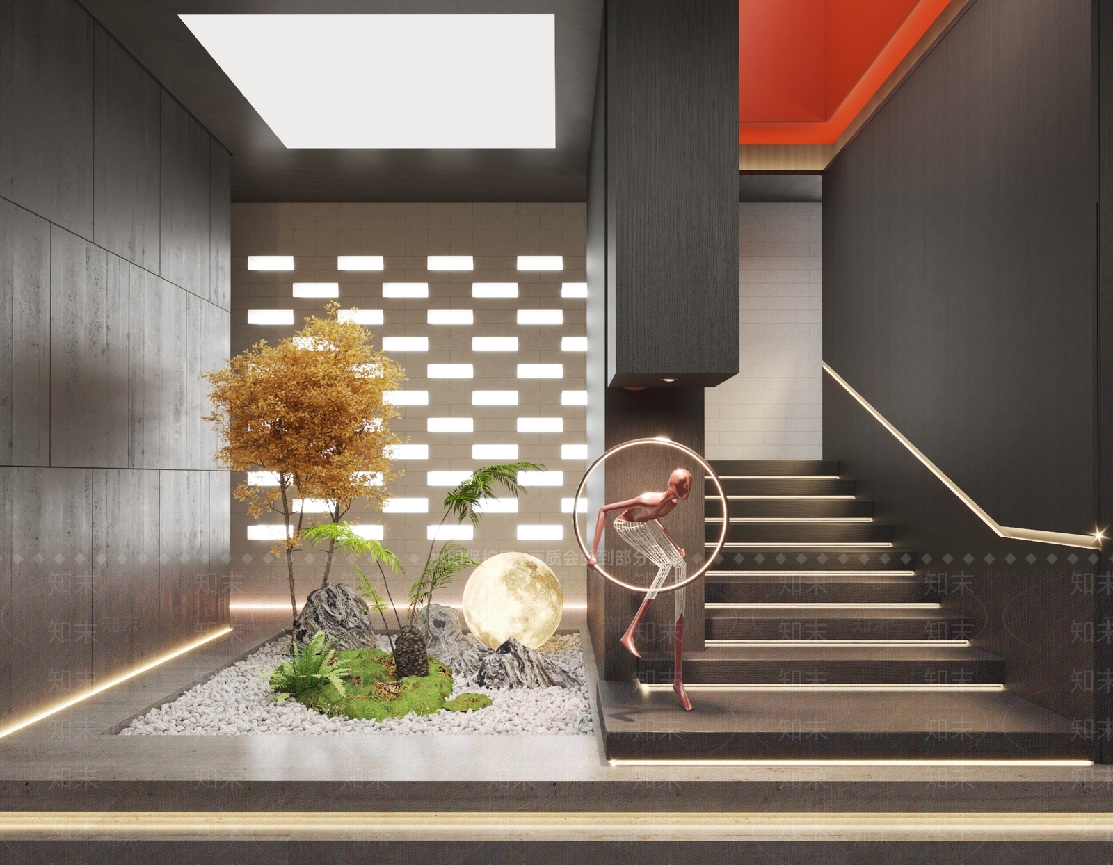现代楼梯间SU模型下载【ID:1134528944】