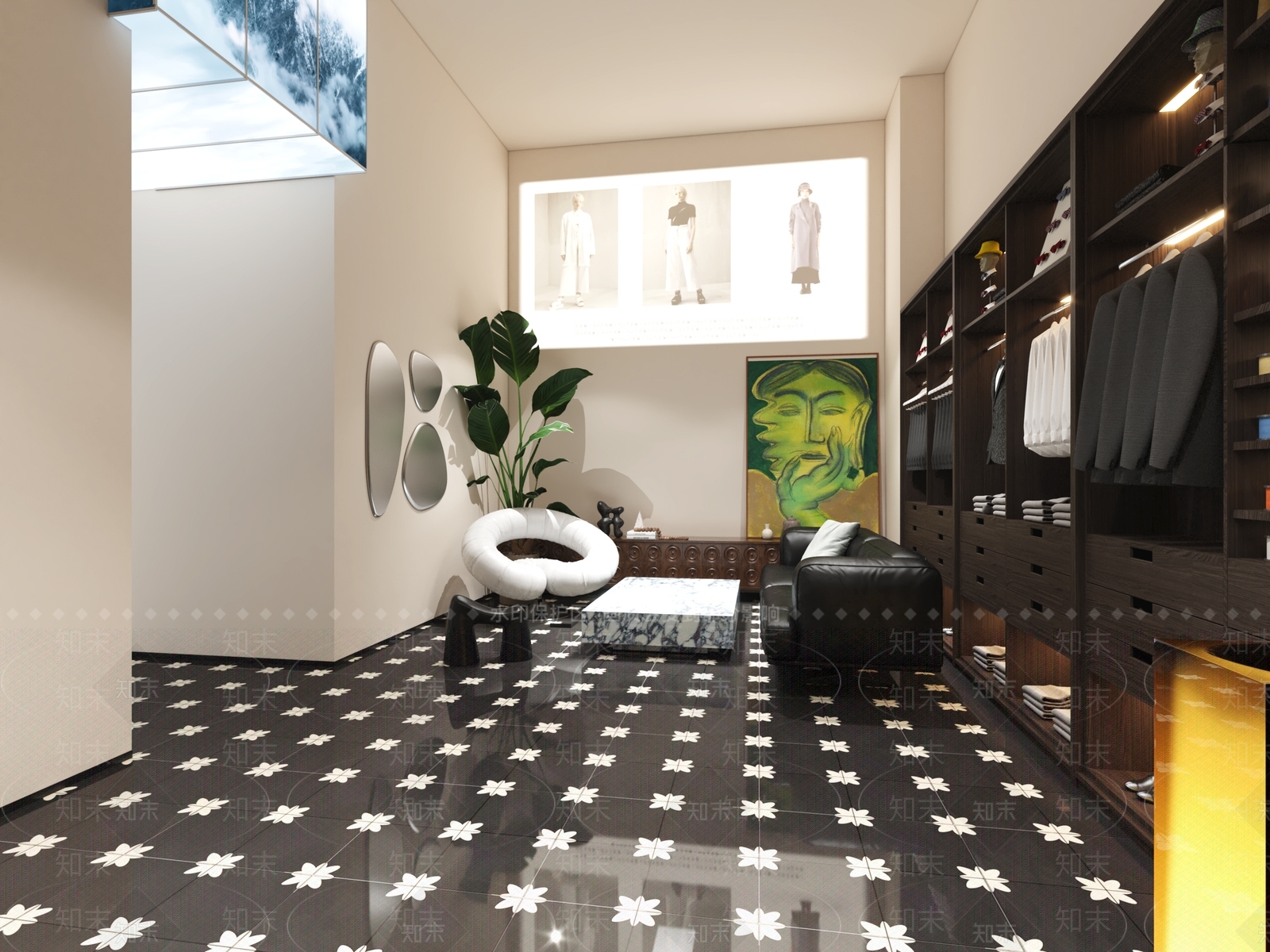 现代男士服装鞋店3D模型下载【ID:1134529325】