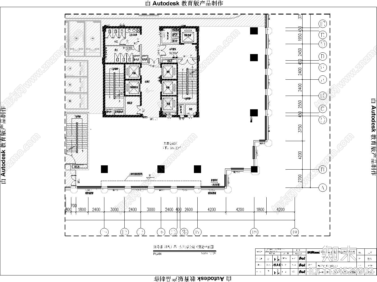 科研办公室cad施工图下载【ID:1134529902】