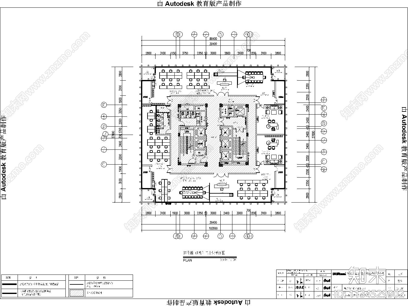 科研办公室cad施工图下载【ID:1134529902】