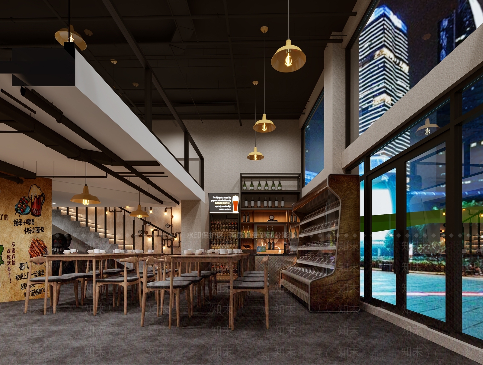 工业风烧烤店3D模型下载【ID:1134538284】