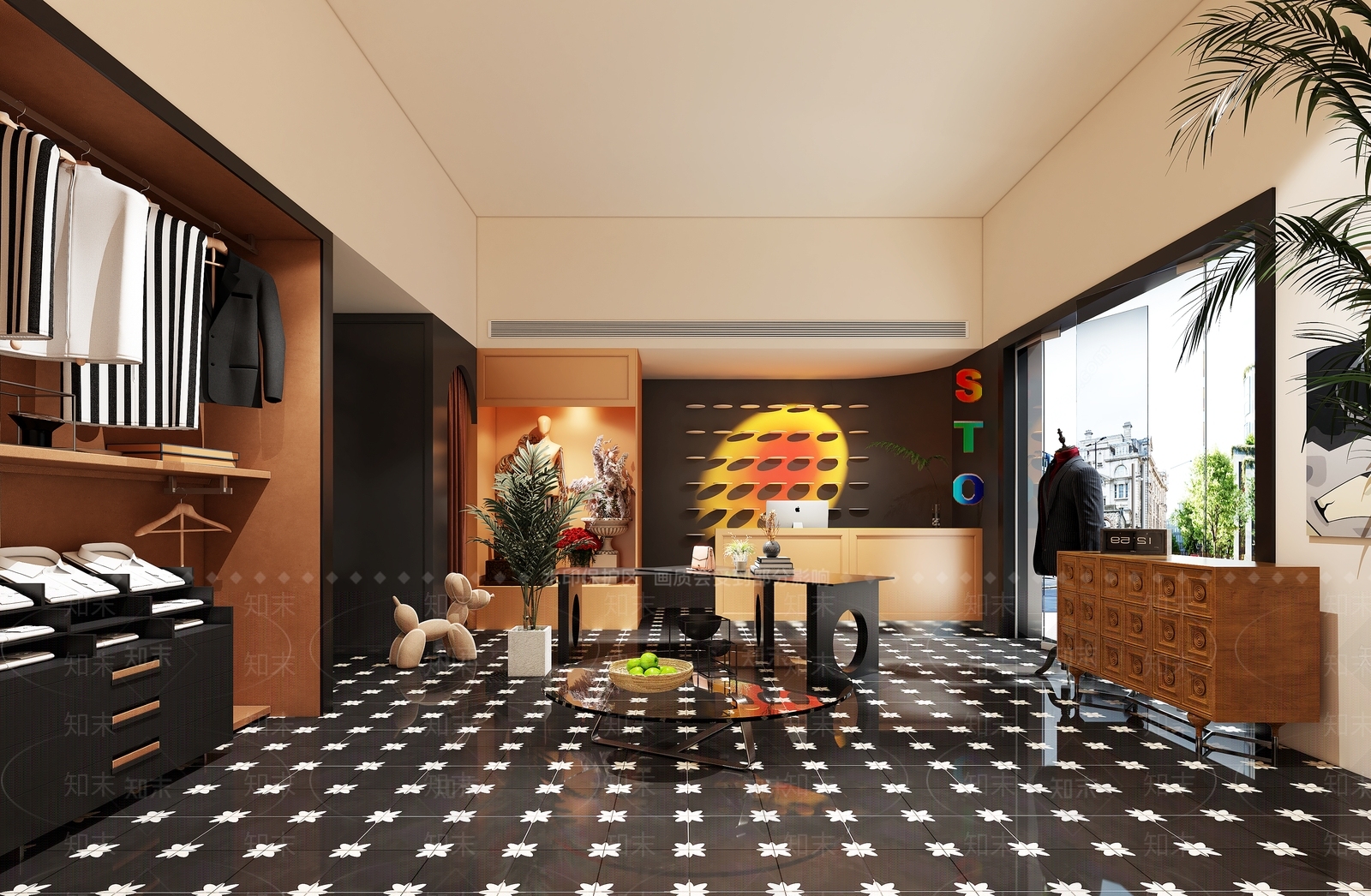 法式男士服装鞋店3D模型下载【ID:1134538747】