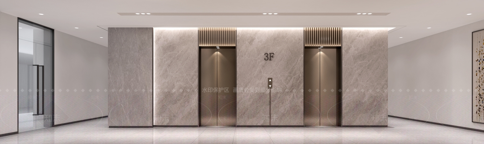 现代电梯厅3D模型下载【ID:1134543048】
