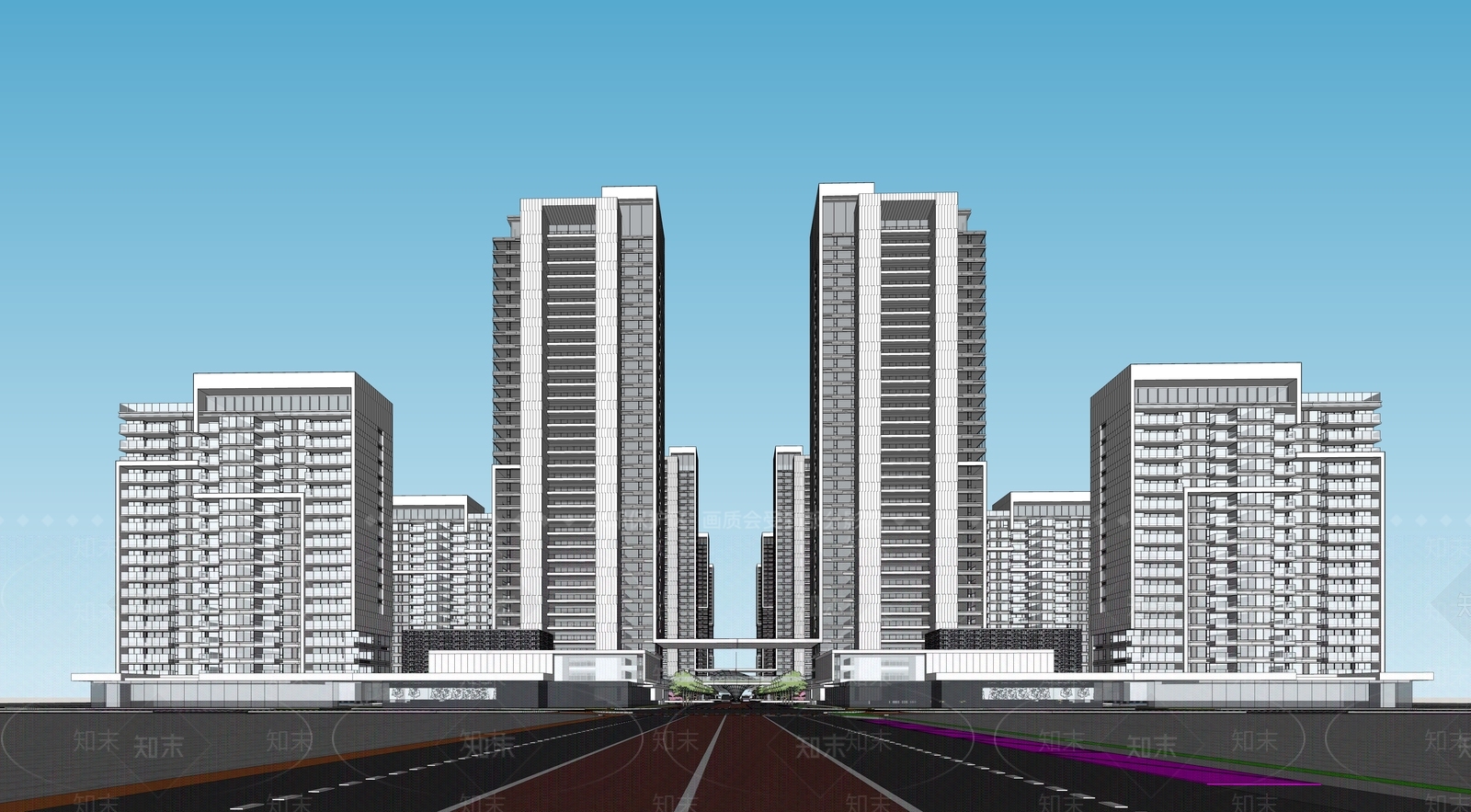 现代产业园简模规划SU模型下载【ID:1134544405】