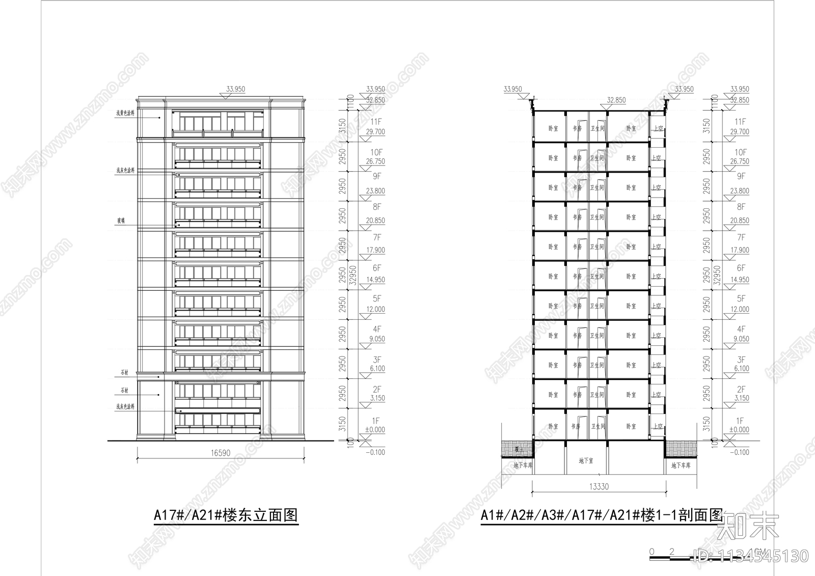 现代高层住宅建筑效果图cad施工图下载【ID:1134545130】