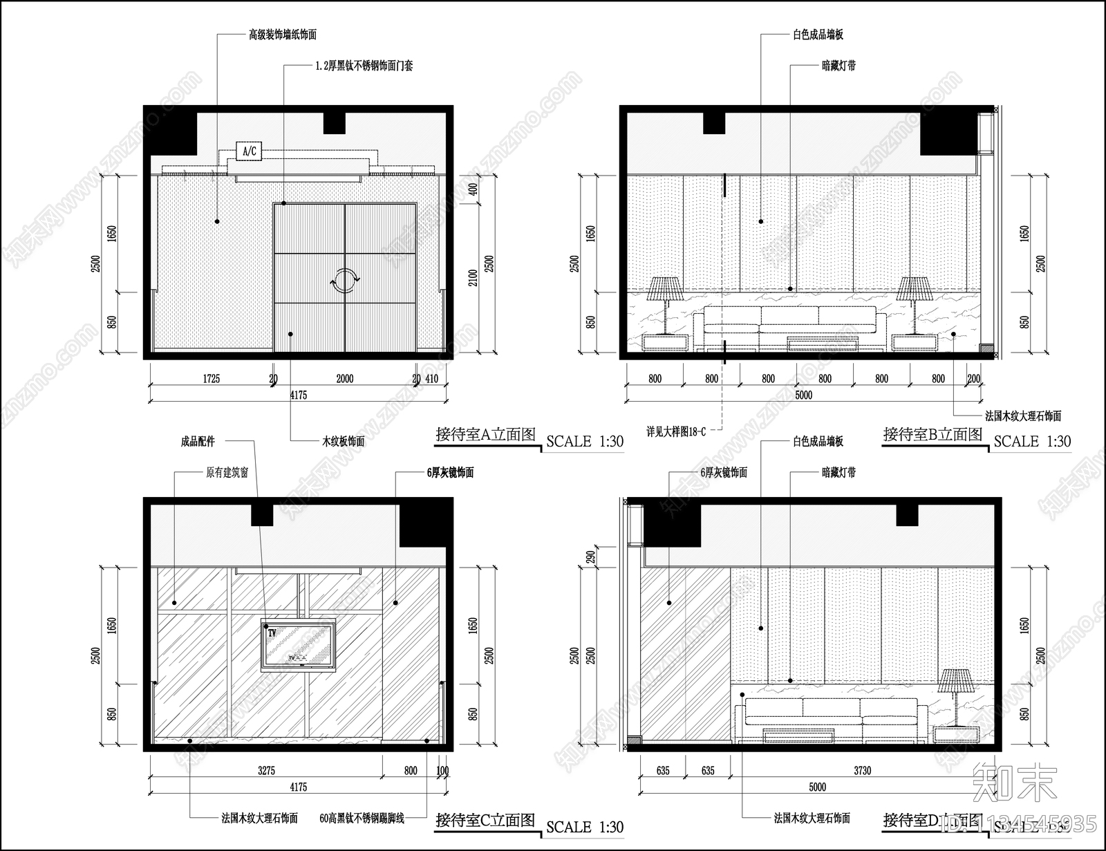 福建集团办公室cad施工图下载【ID:1134545935】