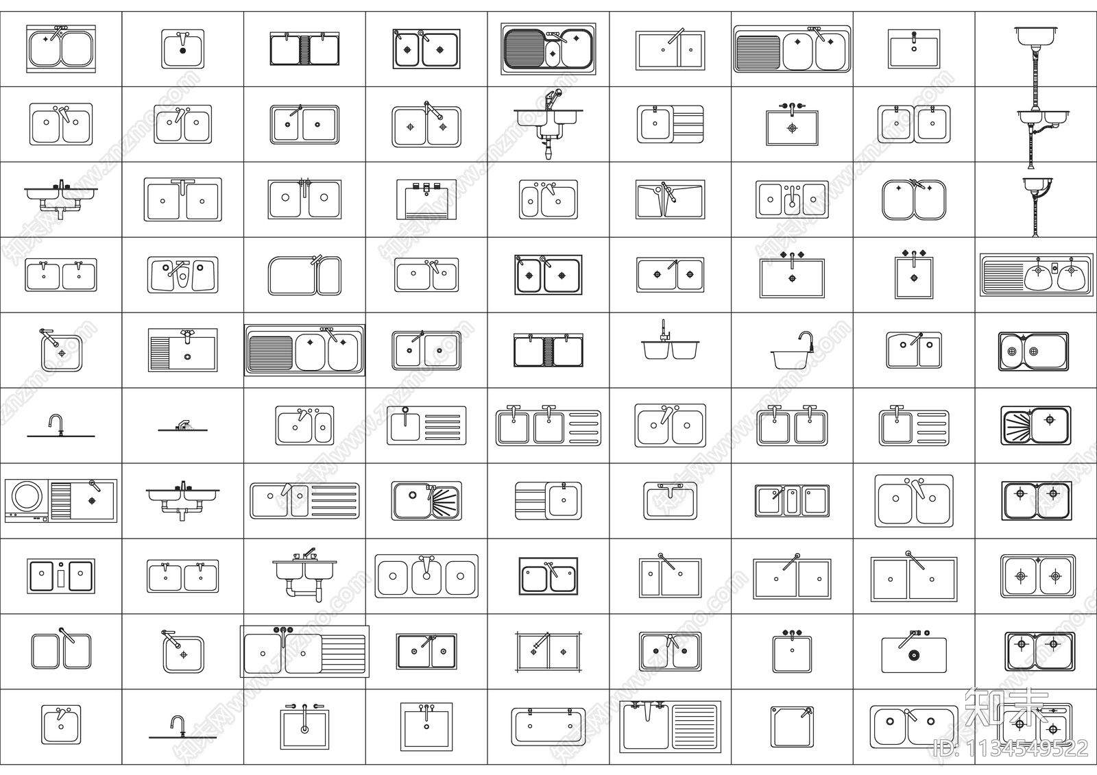 厨房水槽cad施工图下载【ID:1134549522】