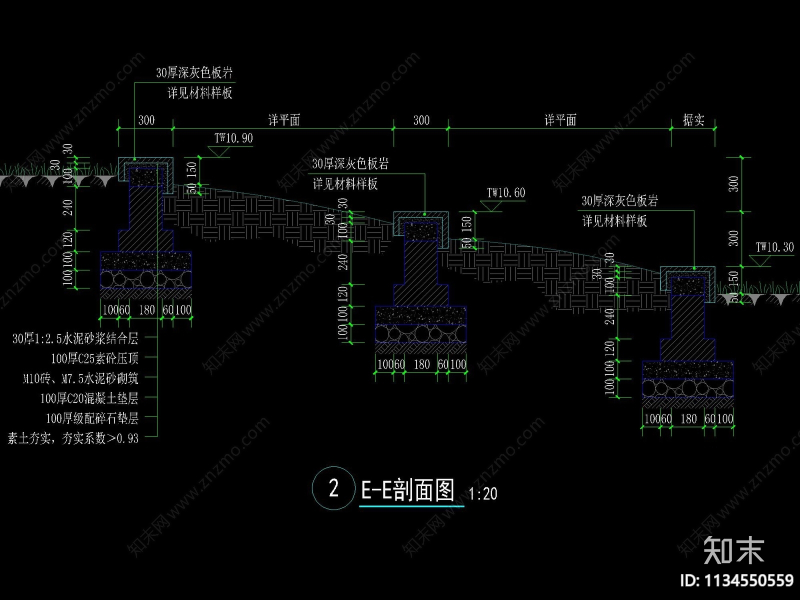 新中式自然景石挡墙跌水叠水详图cad施工图下载【ID:1134550559】