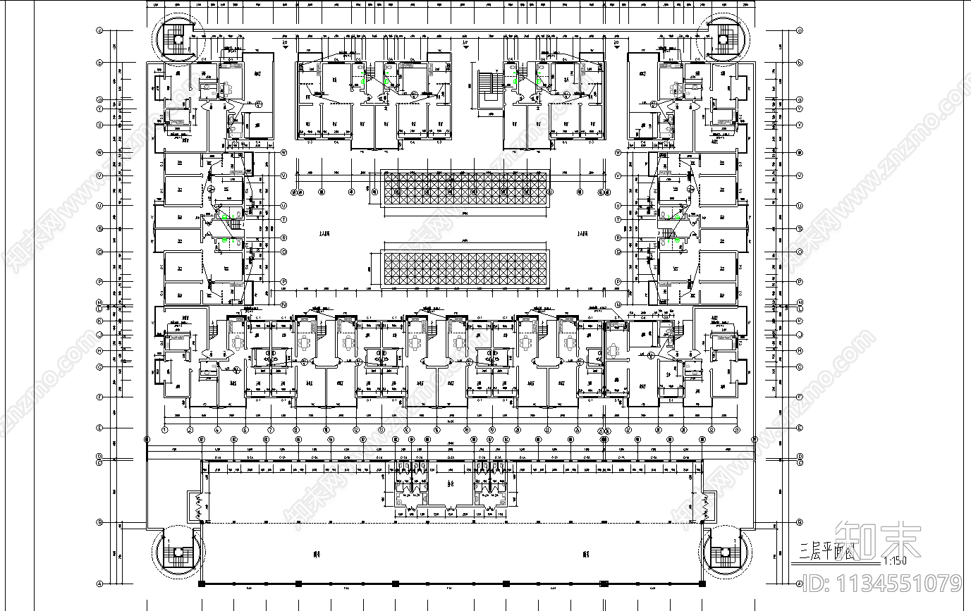 6层商住综合楼建筑cad施工图下载【ID:1134551079】