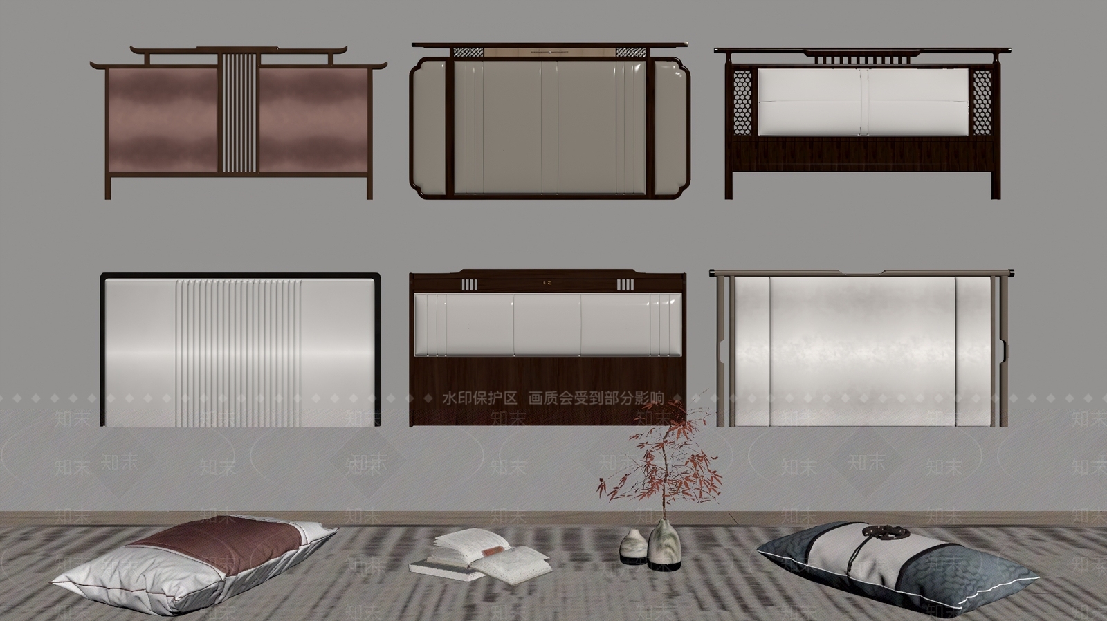 新中式床头靠背SU模型下载【ID:1134557089】
