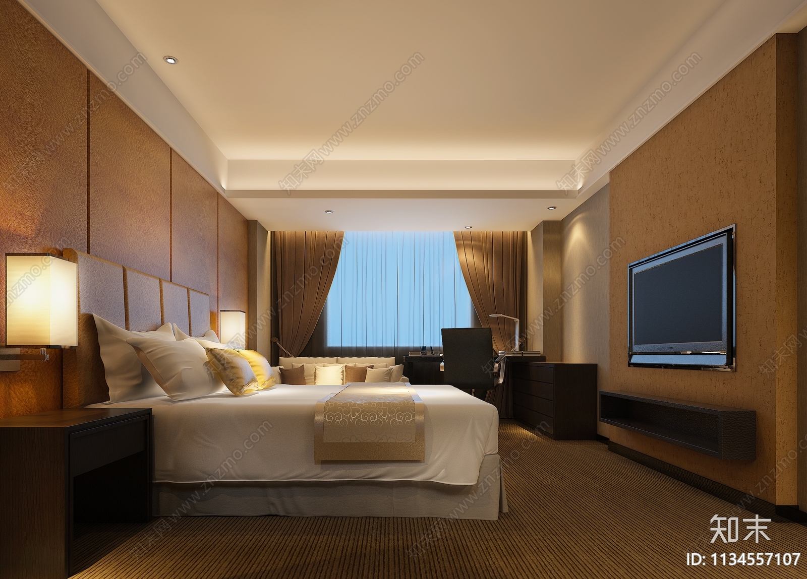 酒店客房效果图cad施工图下载【ID:1134557107】