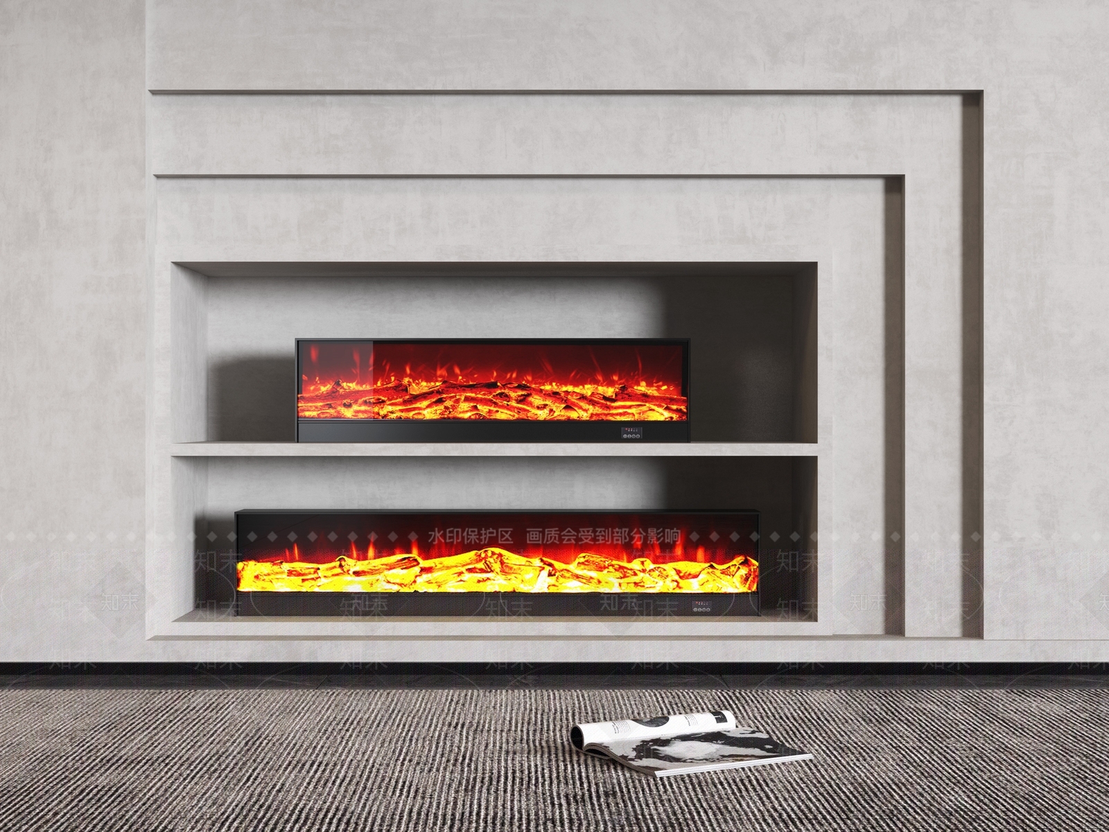 现代电子火焰壁炉3D模型下载【ID:1134558579】