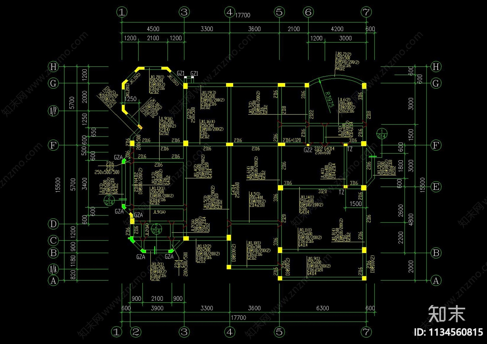 欧式两层别墅建筑cad施工图下载【ID:1134560815】