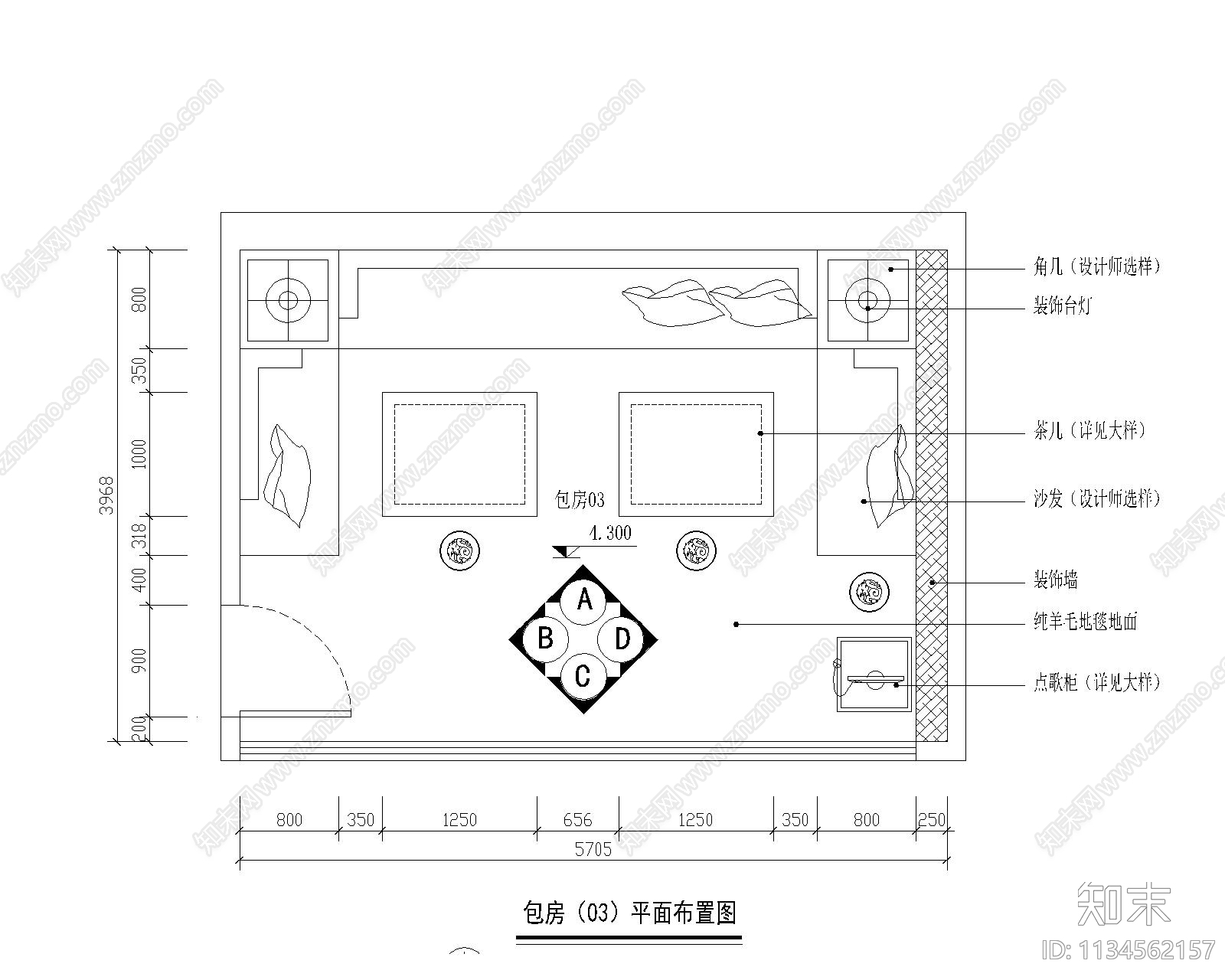 酒吧包房装饰cad施工图下载【ID:1134562157】