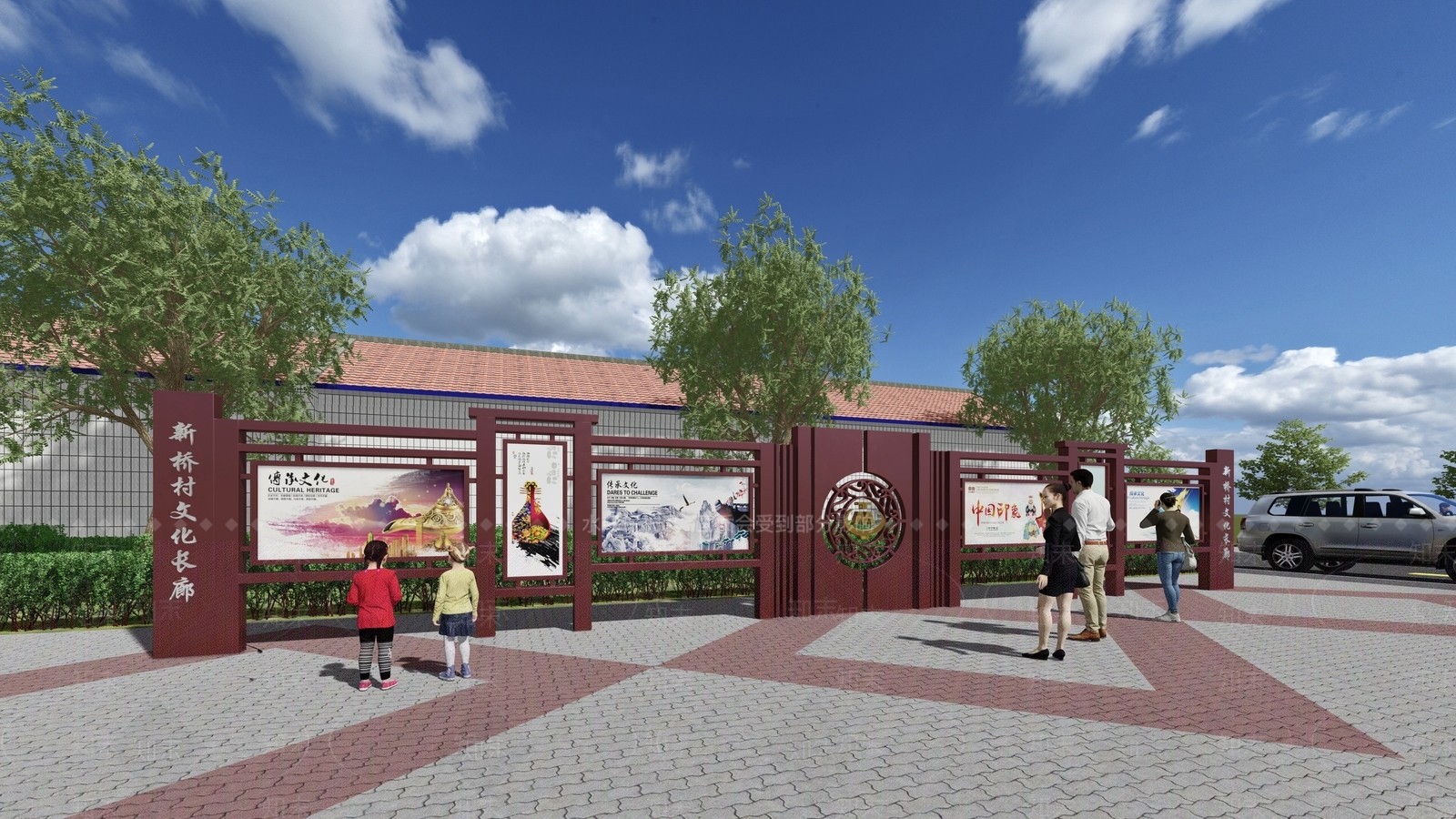 中式乡村公园SU模型下载【ID:1134563342】