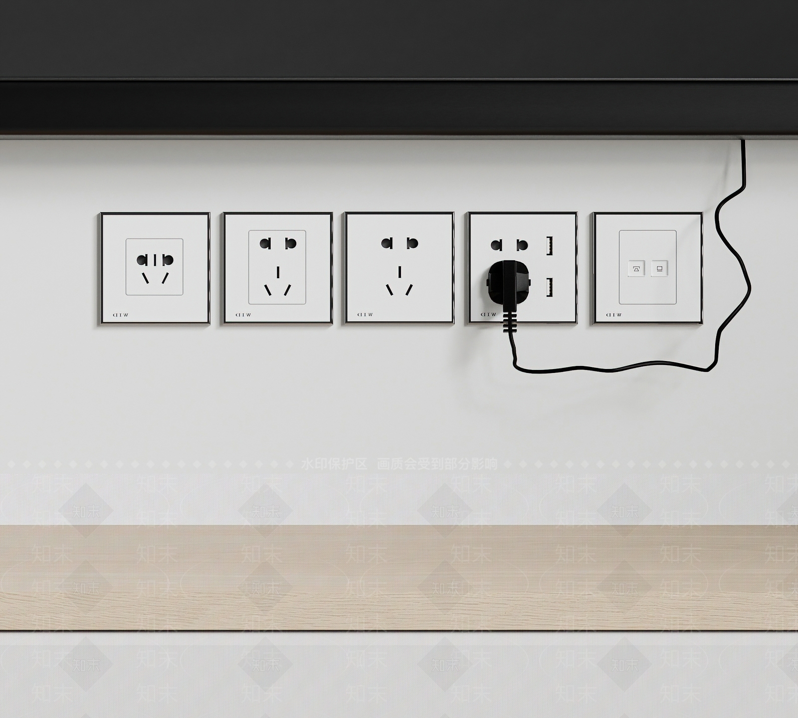 电视机位插座组合3D模型下载【ID:1134566569】