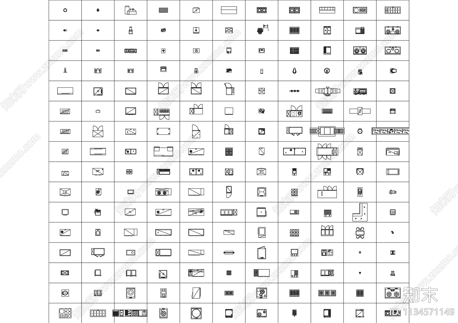 厨房家电灶具冰箱厨具五金施工图下载【ID:1134571149】