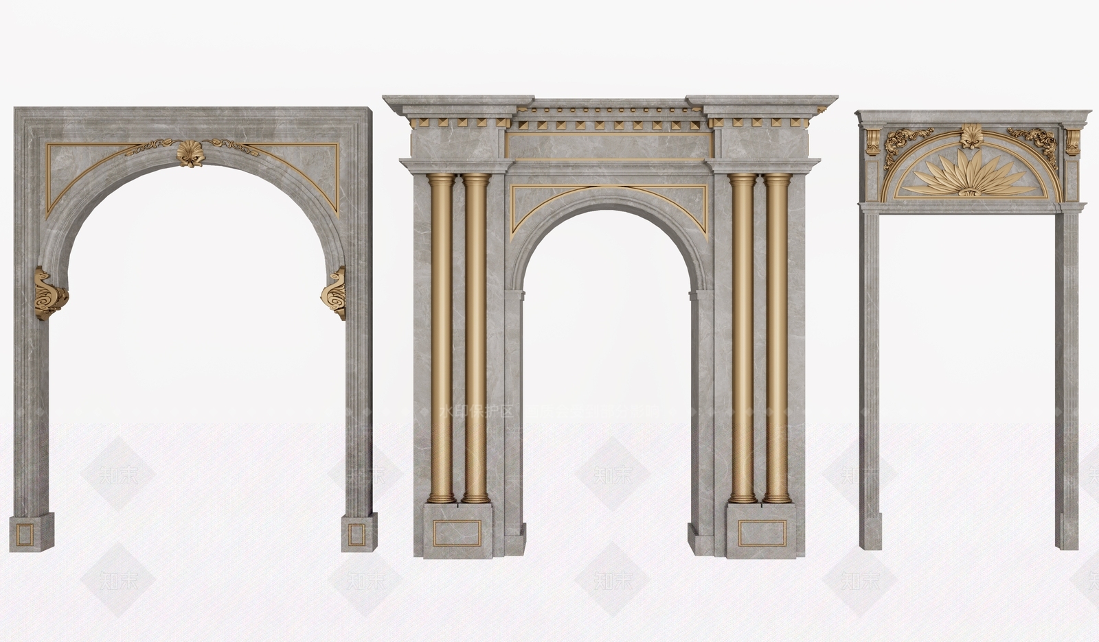 欧式门洞构件SU模型下载【ID:1134573210】