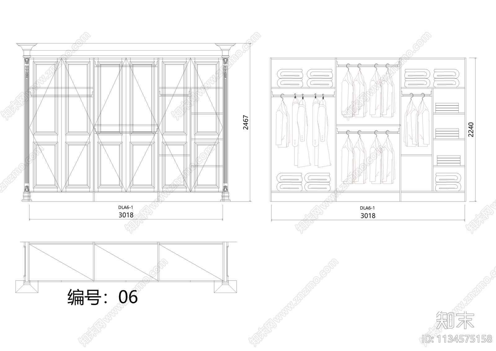 衣柜可动态图块cad施工图下载【ID:1134575158】