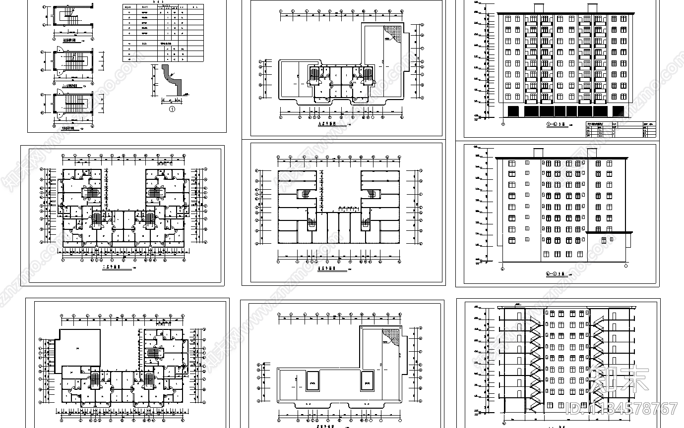 安置楼建筑cad施工图下载【ID:1134578767】