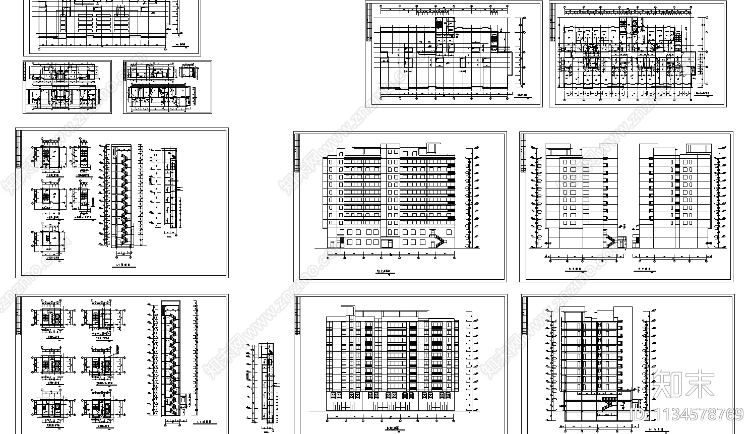 板式小高层建筑图纸cad施工图下载【ID:1134578769】