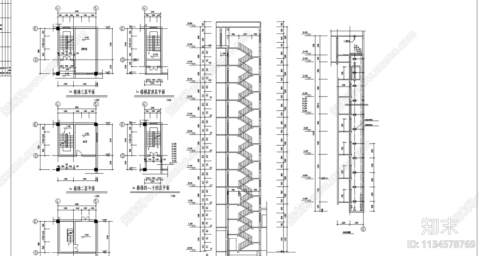 板式小高层建筑图纸cad施工图下载【ID:1134578769】