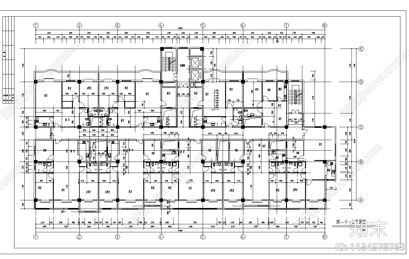 板式小高层建筑图纸cad施工图下载【ID:1134578769】