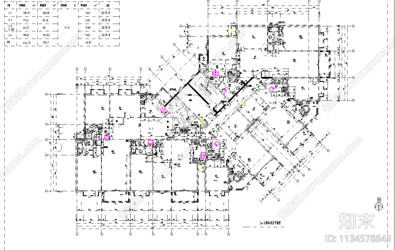 北京超大户型建筑cad施工图下载【ID:1134578843】