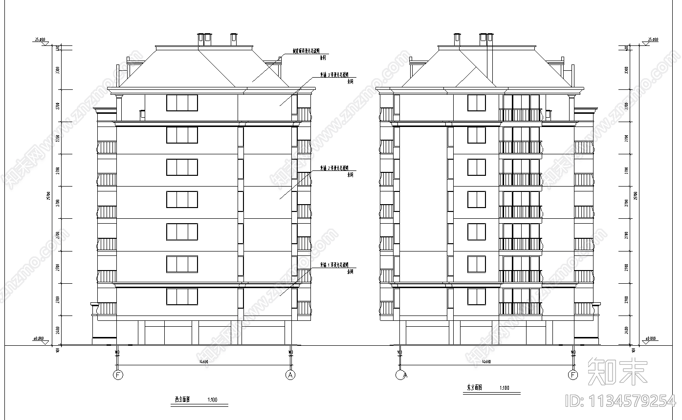 高层住宅建筑cad施工图下载【ID:1134579254】