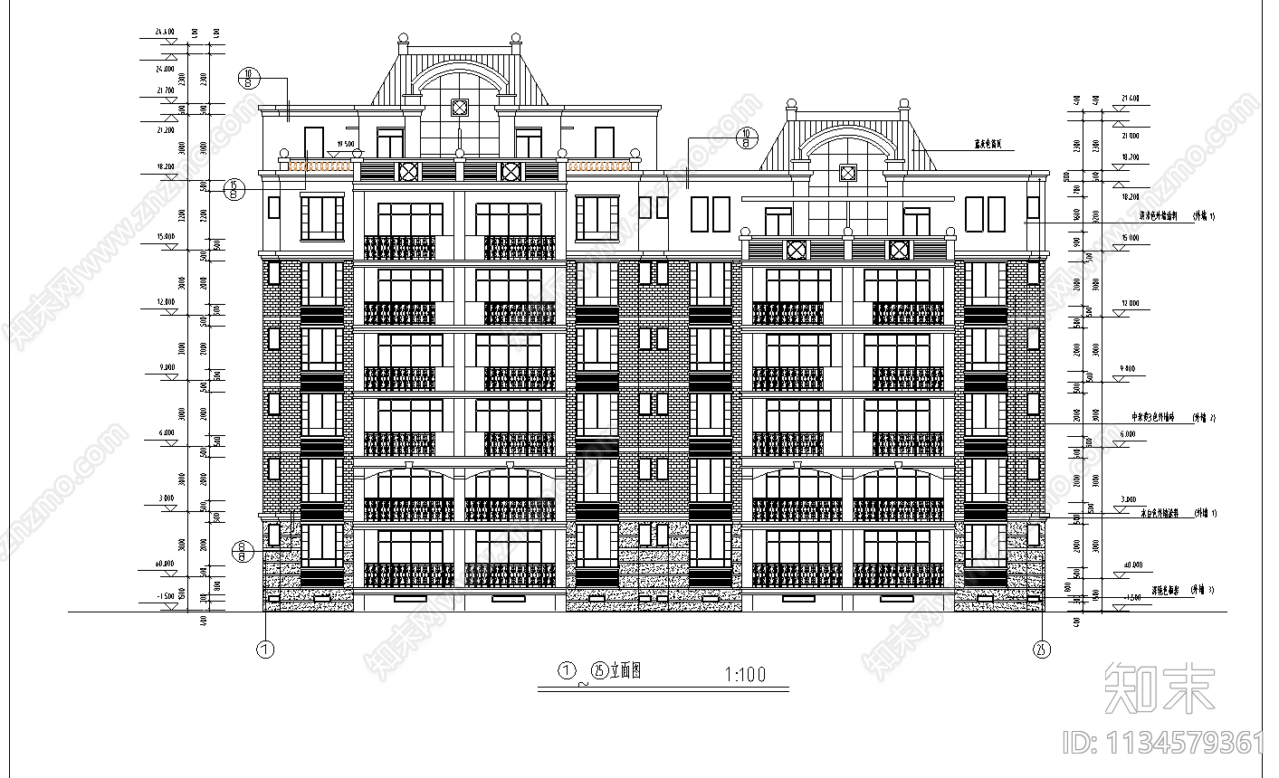 东方塞纳住宅建筑cad施工图下载【ID:1134579361】