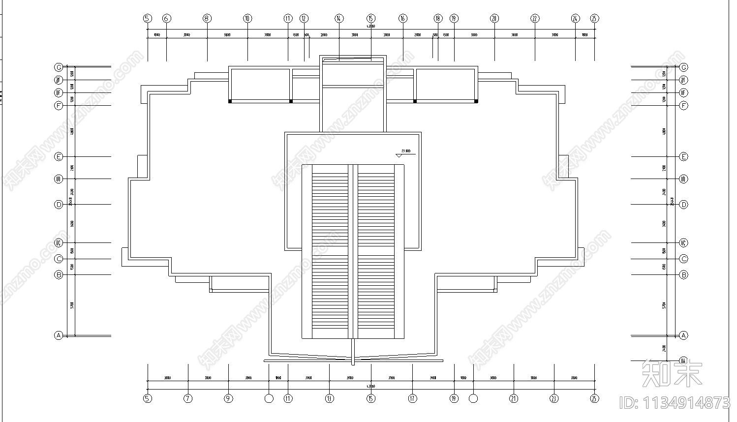 高层住宅楼建筑cad施工图下载【ID:1134914873】