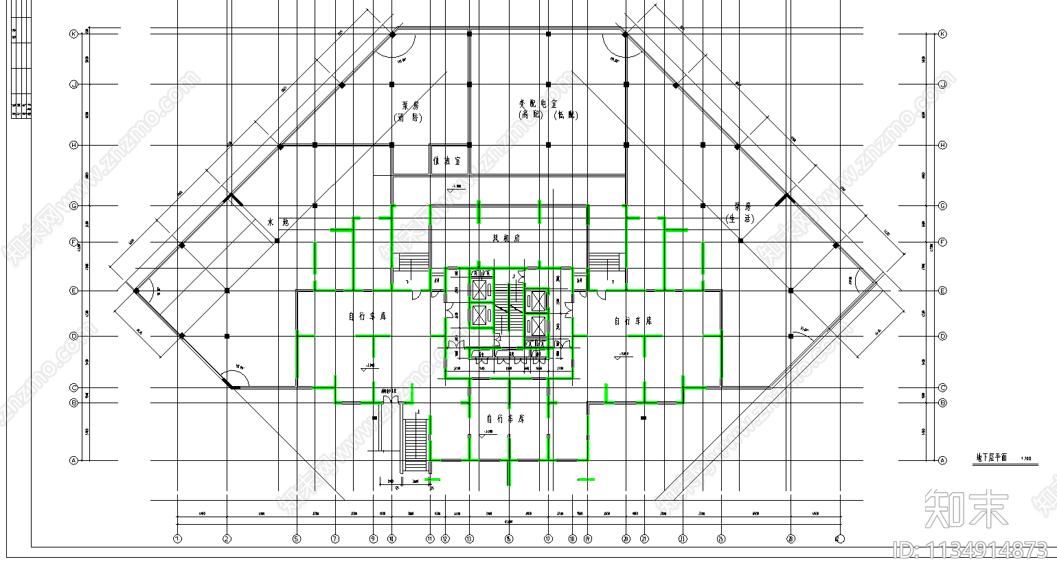 高层住宅楼建筑cad施工图下载【ID:1134914873】